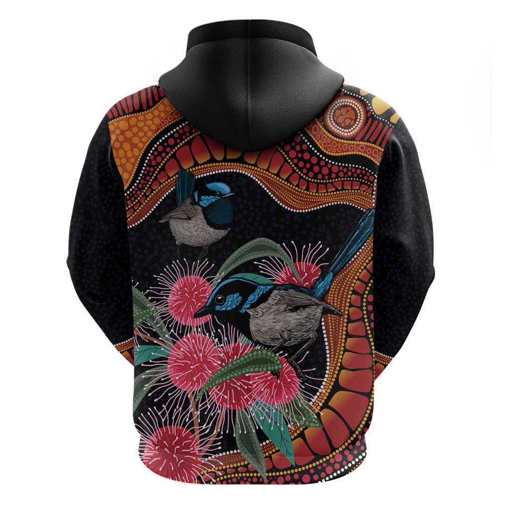 Hakea Flower And Fairy Wren Australia Hoodie Aboriginal Art - Vibe Hoodie Shop