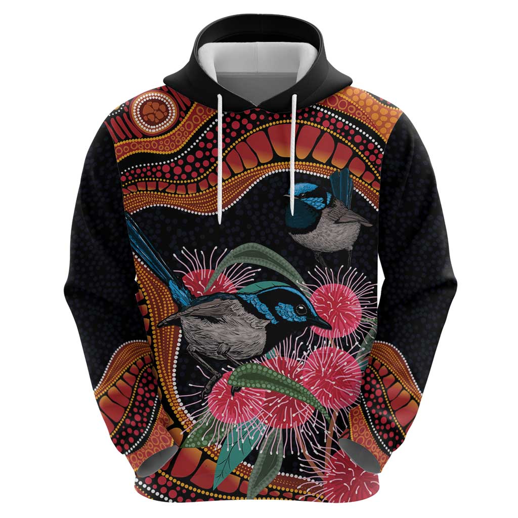 Hakea Flower And Fairy Wren Australia Hoodie Aboriginal Art - Vibe Hoodie Shop