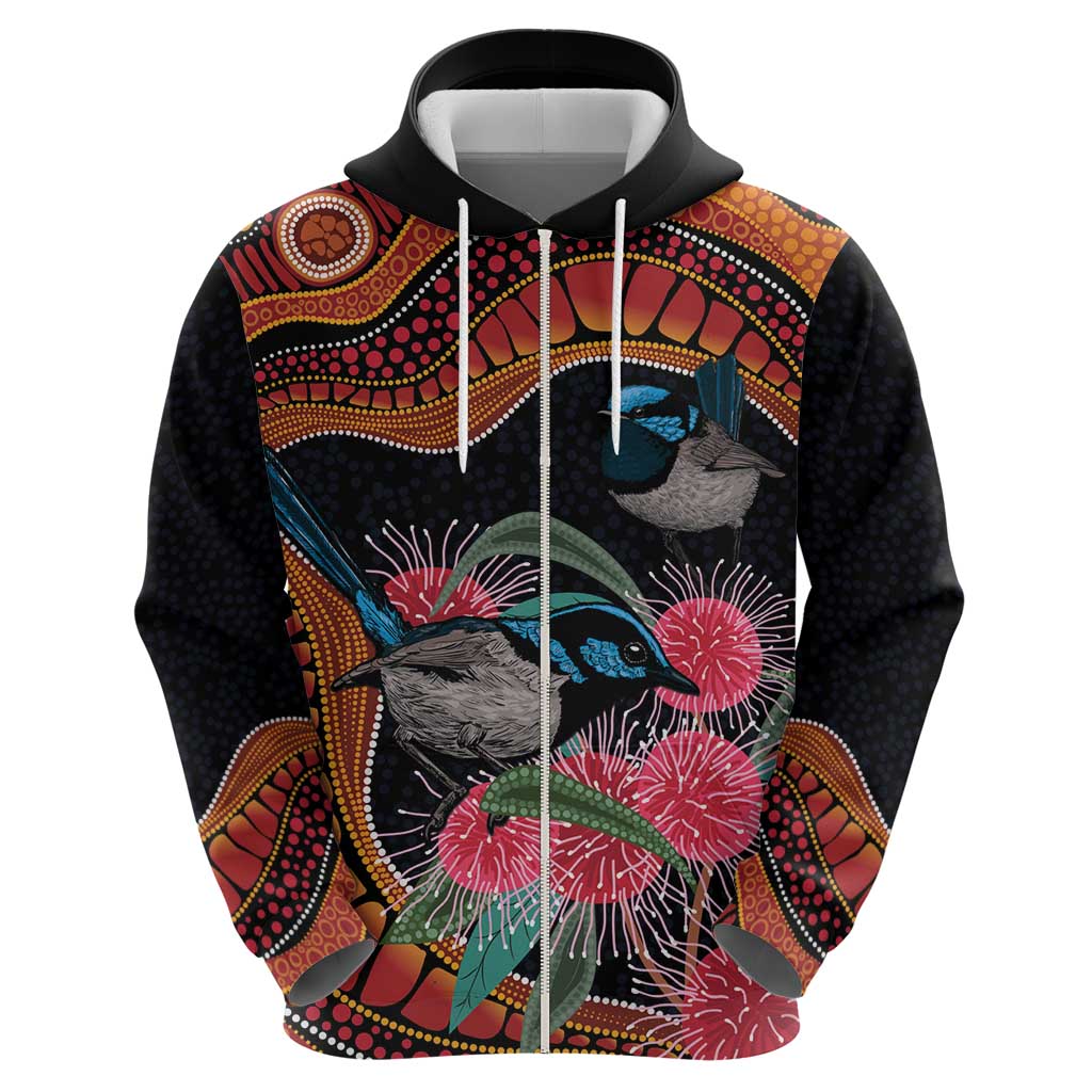 Hakea Flower And Fairy Wren Australia Hoodie Aboriginal Art - Vibe Hoodie Shop