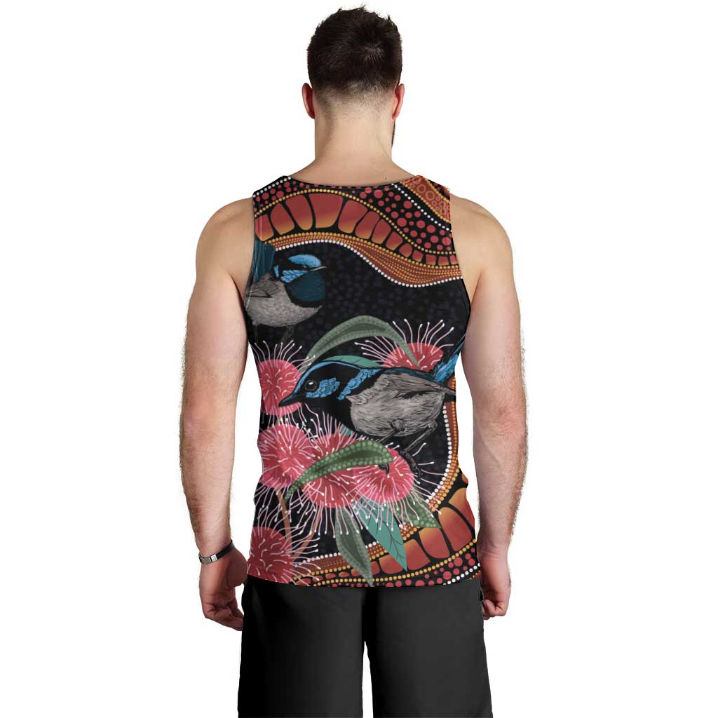 Hakea Flower And Fairy Wren Australia Men Tank Top Aboriginal Art - Vibe Hoodie Shop