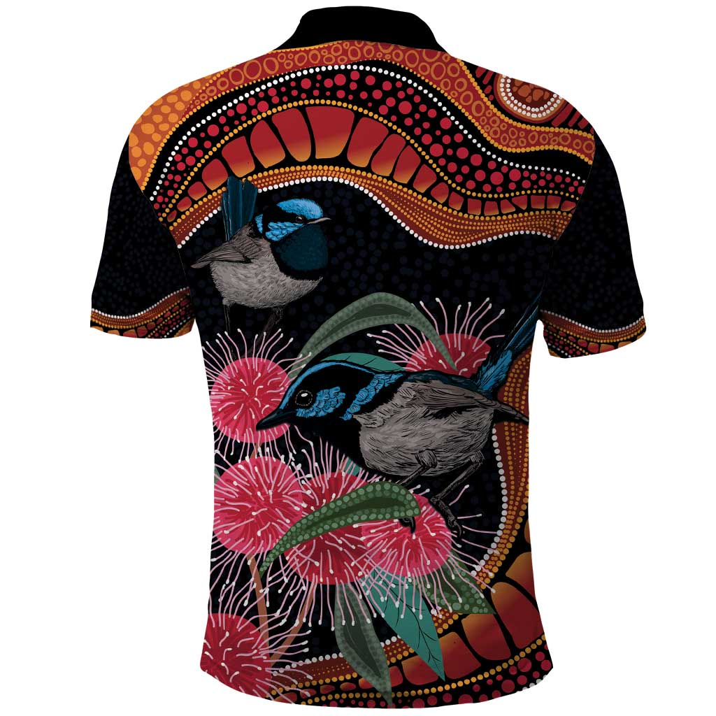 Hakea Flower And Fairy Wren Australia Polo Shirt Aboriginal Art - Vibe Hoodie Shop