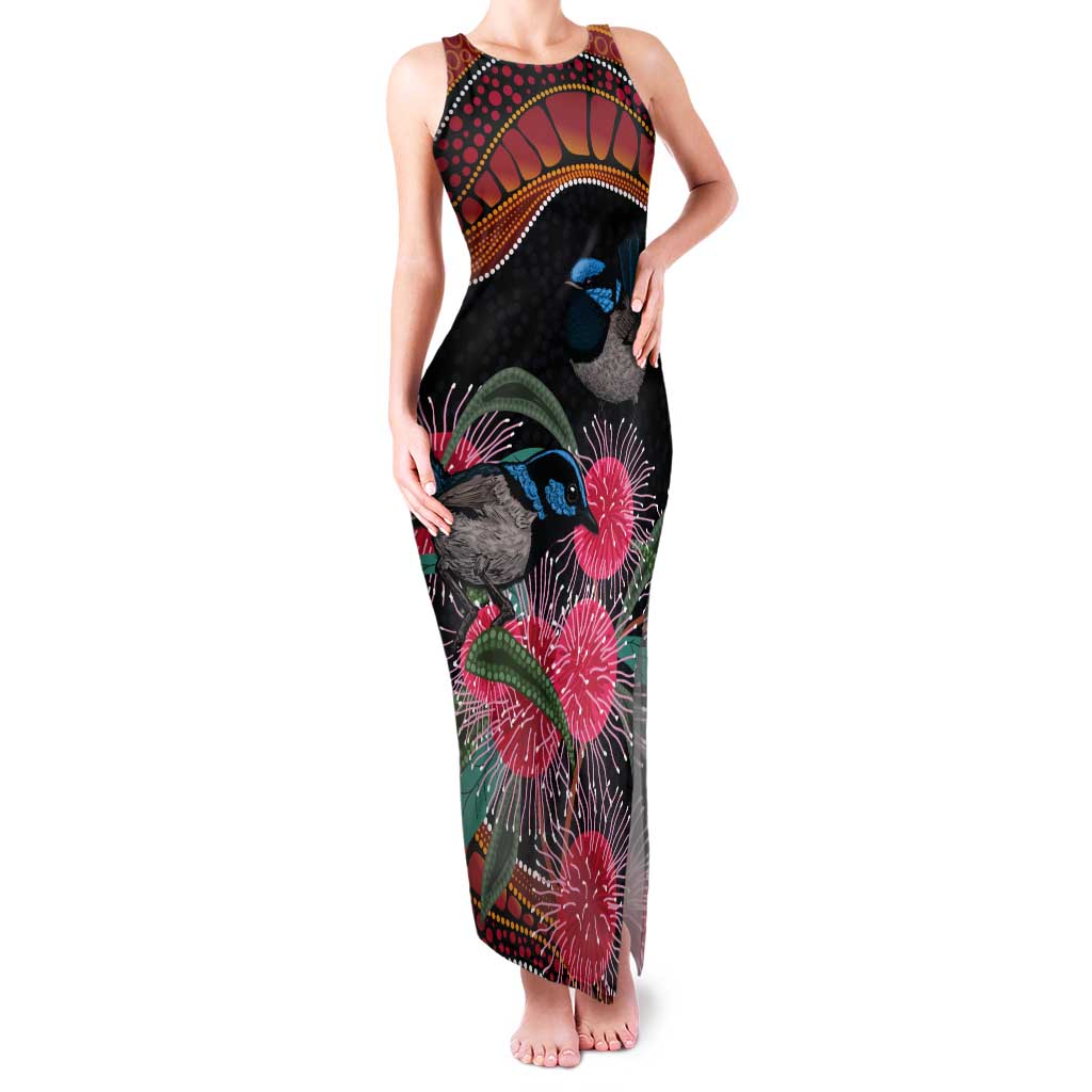 Hakea Flower And Fairy Wren Australia Tank Maxi Dress Aboriginal Art