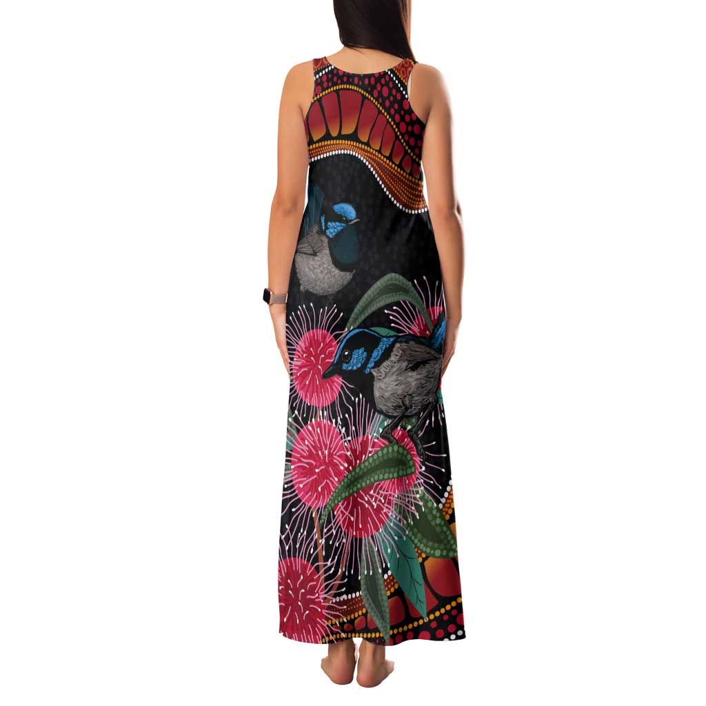 Hakea Flower And Fairy Wren Australia Tank Maxi Dress Aboriginal Art