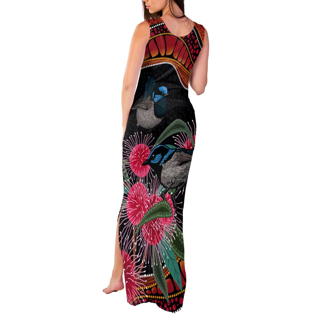 Hakea Flower And Fairy Wren Australia Tank Maxi Dress Aboriginal Art