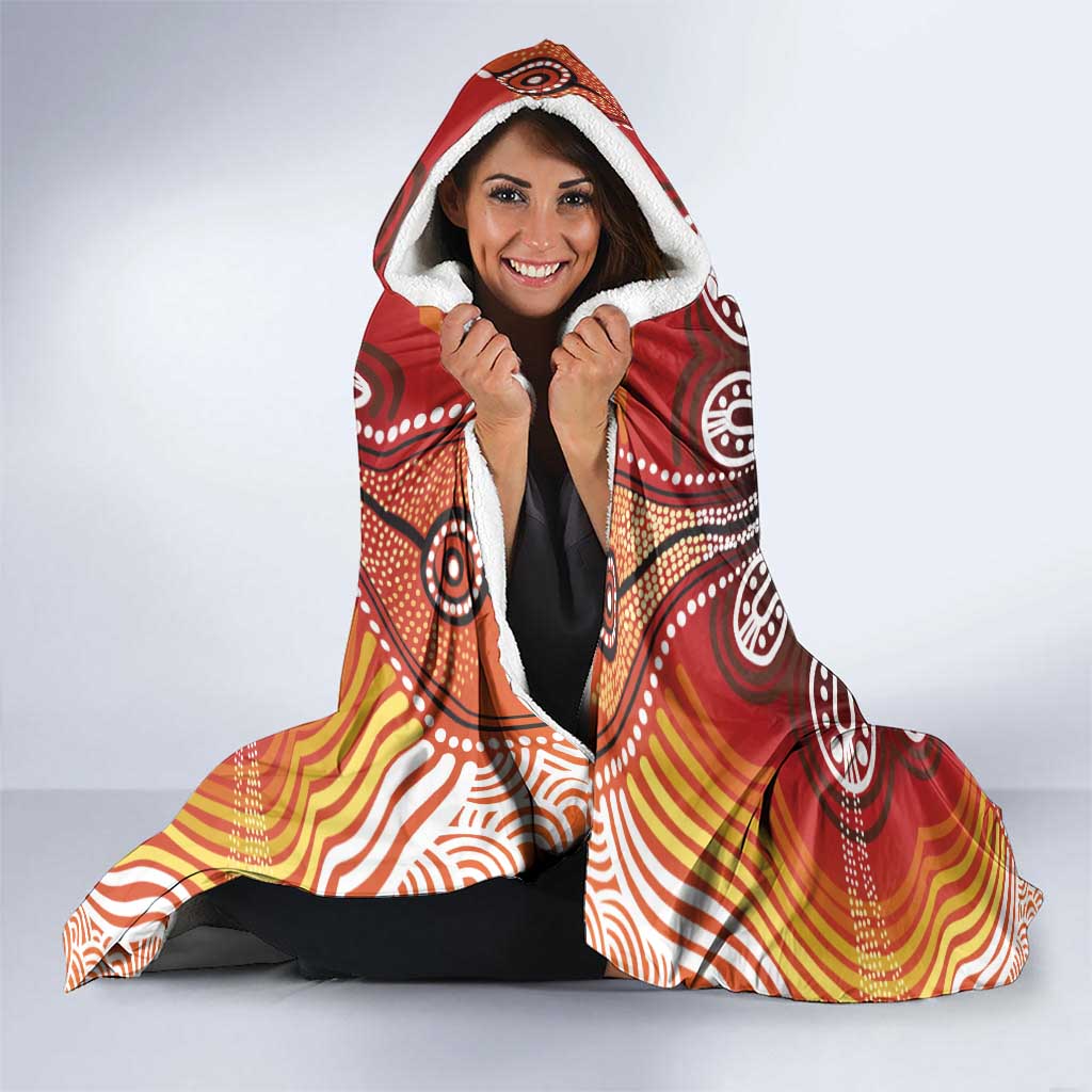 Sturt's Desert Pea And Emu Australia Hooded Blanket Uluru Aboriginal Art