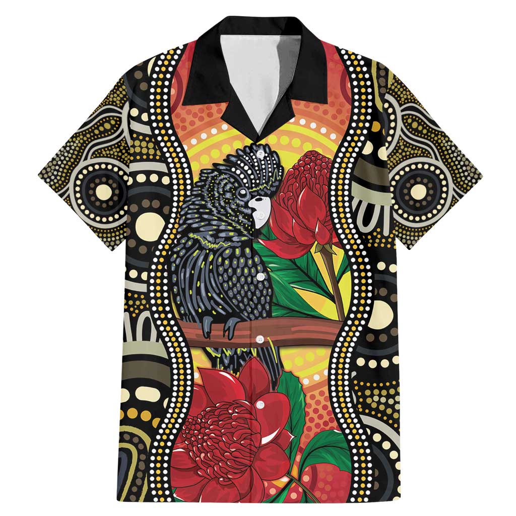 Waratah And Banksian Cockatoo Family Matching Mermaid Dress and Hawaiian Shirt Aboriginal Art