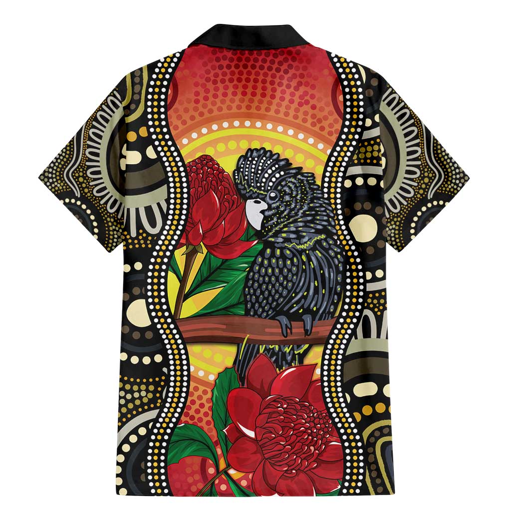 Waratah And Banksian Cockatoo Family Matching Mermaid Dress and Hawaiian Shirt Aboriginal Art