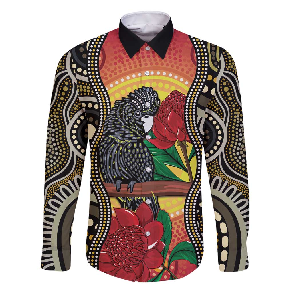 Waratah And Banksian Cockatoo Family Matching Tank Maxi Dress and Hawaiian Shirt Aboriginal Art