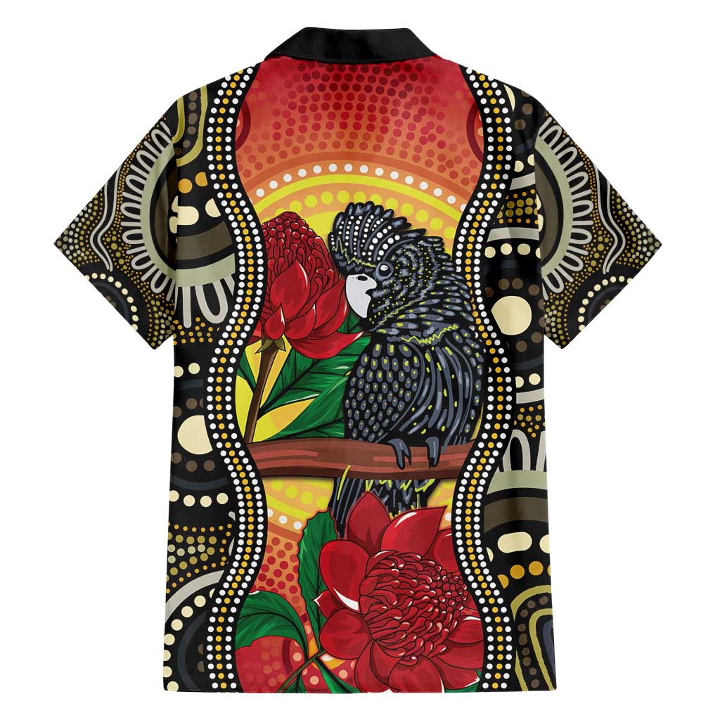 Waratah And Banksian Cockatoo Hawaiian Shirt Aboriginal Art - Vibe Hoodie Shop