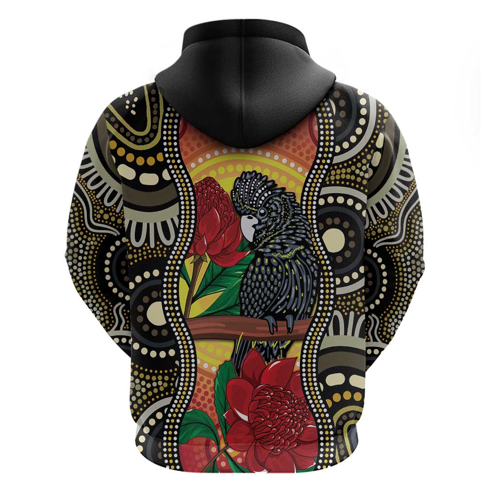 Waratah And Banksian Cockatoo Hoodie Aboriginal Art - Vibe Hoodie Shop