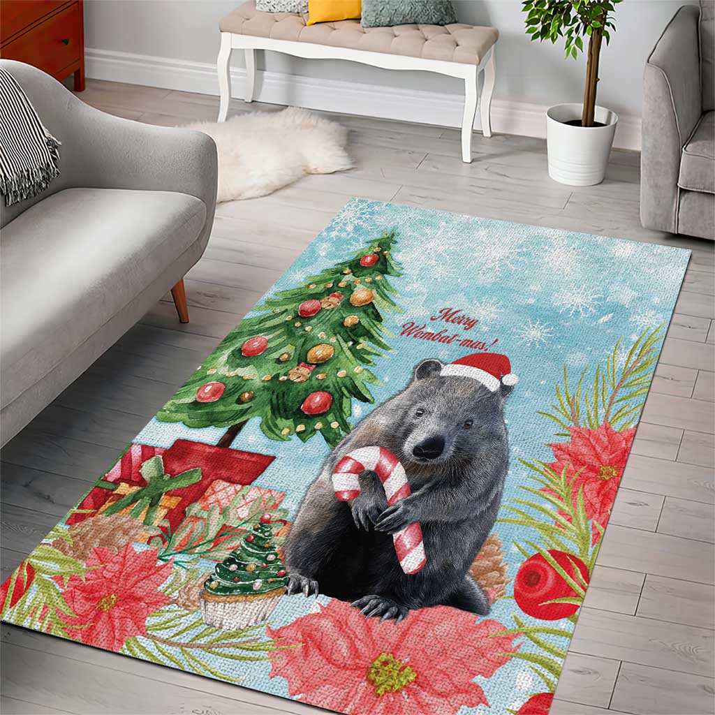 Australia Christmas Area Rug Merry Wombat-mas Watercolor Style - Vibe Hoodie Shop