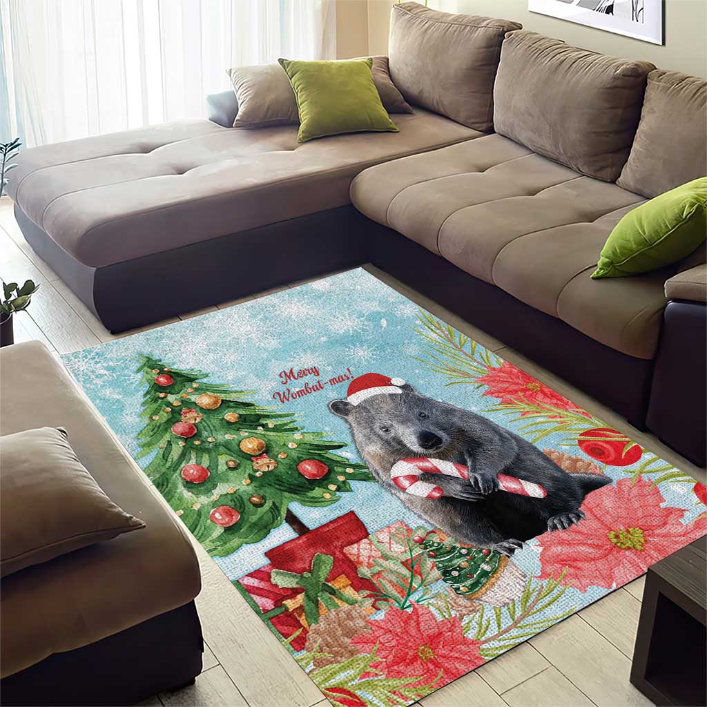 Australia Christmas Area Rug Merry Wombat-mas Watercolor Style - Vibe Hoodie Shop