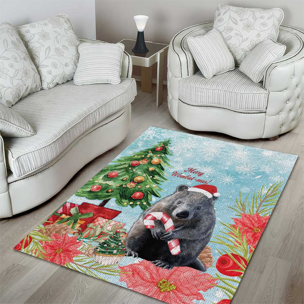 Australia Christmas Area Rug Merry Wombat-mas Watercolor Style - Vibe Hoodie Shop