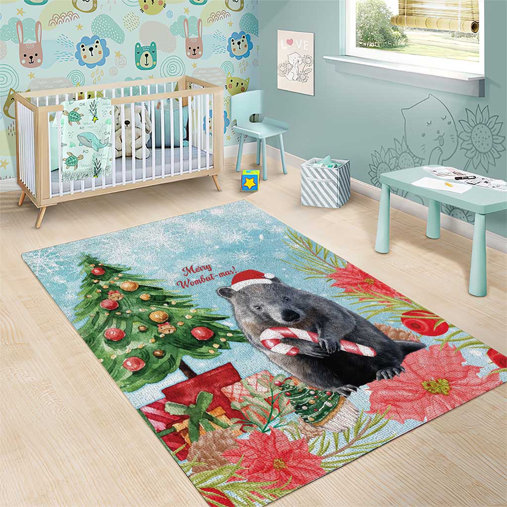 Australia Christmas Area Rug Merry Wombat-mas Watercolor Style - Vibe Hoodie Shop