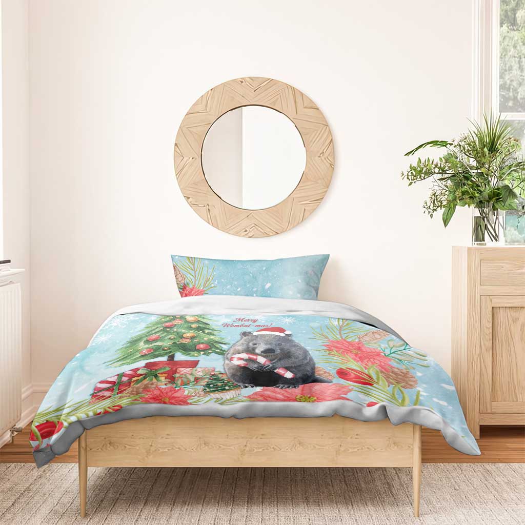 Australia Christmas Bedding Set Merry Wombat-mas Watercolor Style - Vibe Hoodie Shop