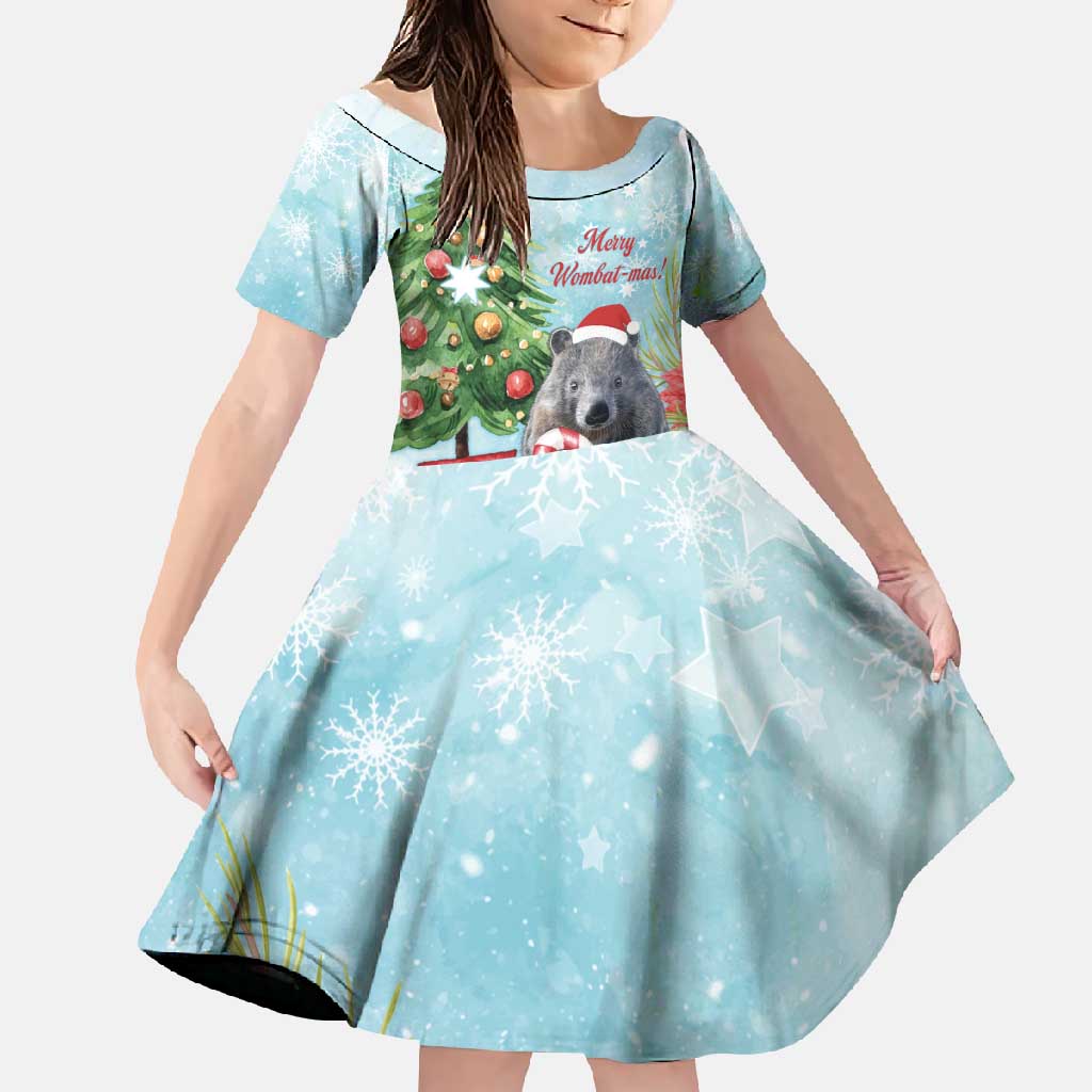 Australia Christmas Family Matching Long Sleeve Bodycon Dress and Hawaiian Shirt Merry Wombat-mas Watercolor Style