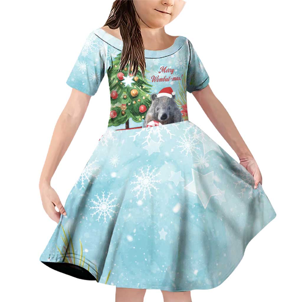 Australia Christmas Family Matching Off Shoulder Short Dress and Hawaiian Shirt Merry Wombat-mas Watercolor Style