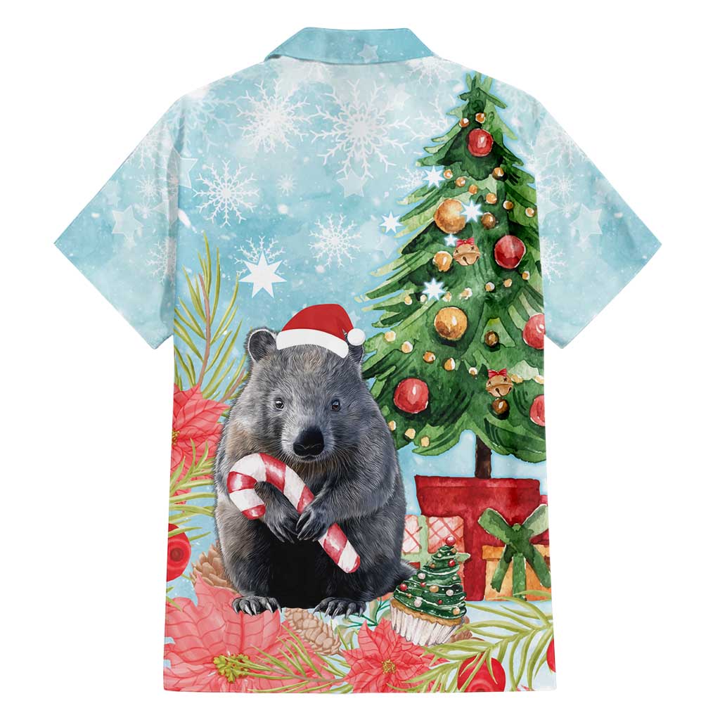 Australia Christmas Family Matching Off Shoulder Short Dress and Hawaiian Shirt Merry Wombat-mas Watercolor Style