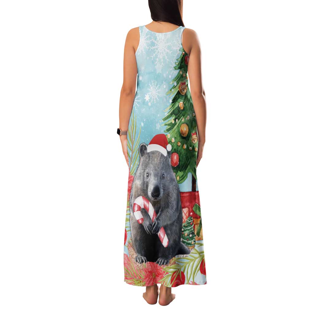 Australia Christmas Family Matching Tank Maxi Dress and Hawaiian Shirt Merry Wombat-mas Watercolor Style
