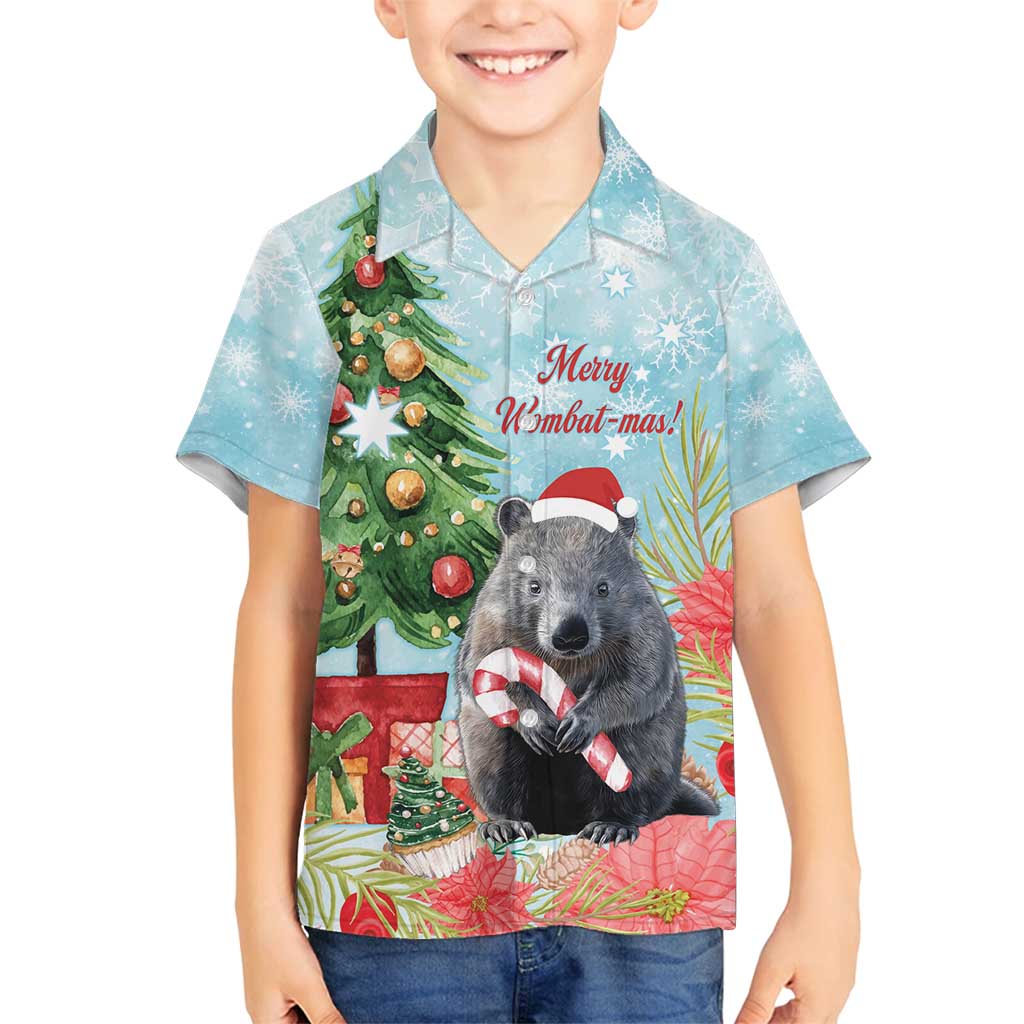 Australia Christmas Family Matching Tank Maxi Dress and Hawaiian Shirt Merry Wombat-mas Watercolor Style