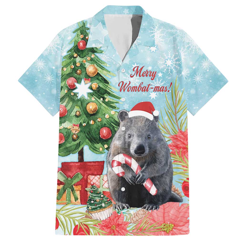 Australia Christmas Hawaiian Shirt Merry Wombat-mas Watercolor Style - Vibe Hoodie Shop