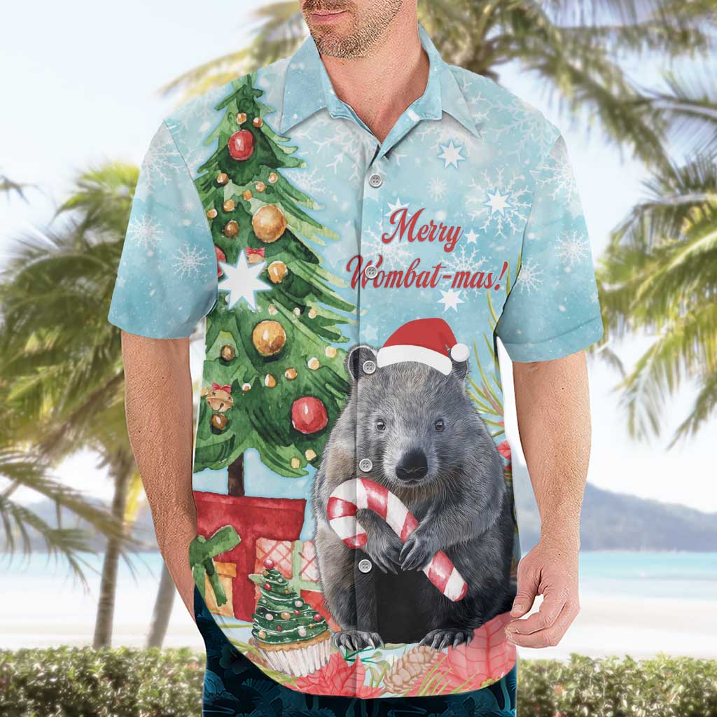 Australia Christmas Hawaiian Shirt Merry Wombat-mas Watercolor Style - Vibe Hoodie Shop