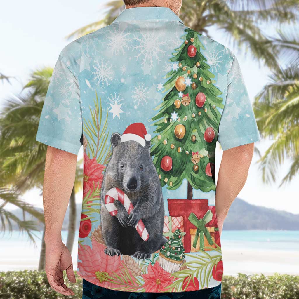 Australia Christmas Hawaiian Shirt Merry Wombat-mas Watercolor Style - Vibe Hoodie Shop