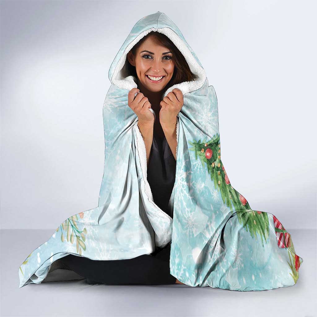 Australia Christmas Hooded Blanket Merry Wombat-mas Watercolor Style