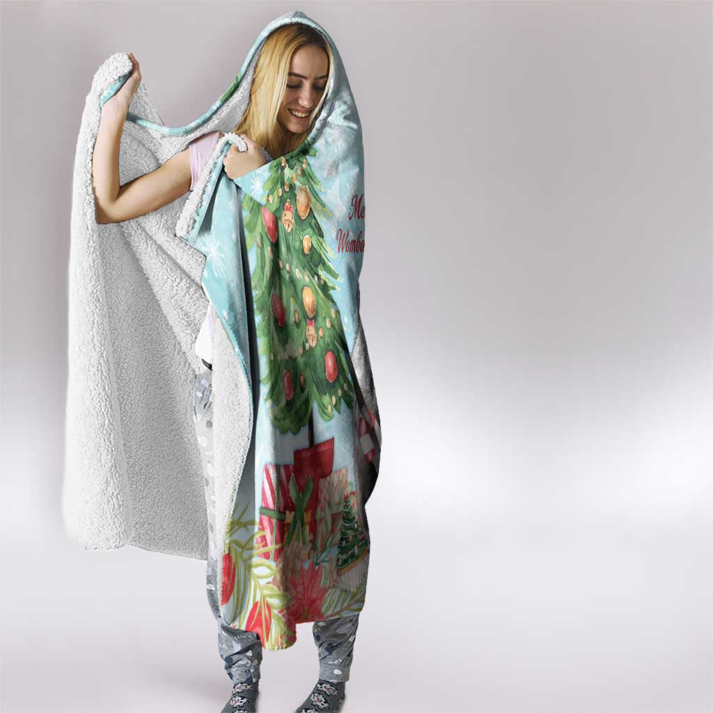 Australia Christmas Hooded Blanket Merry Wombat-mas Watercolor Style