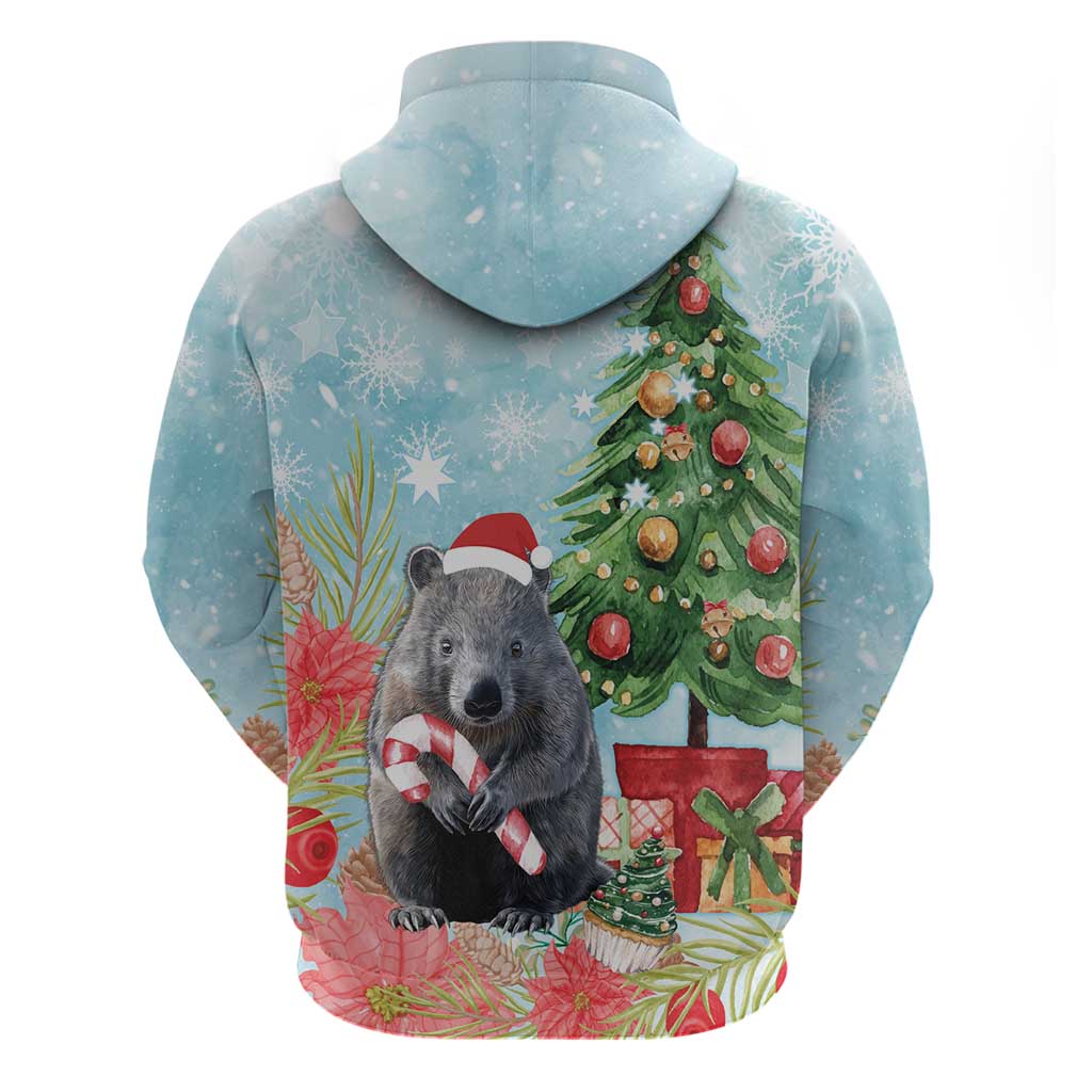 Australia Christmas Hoodie Merry Wombat-mas Watercolor Style - Vibe Hoodie Shop