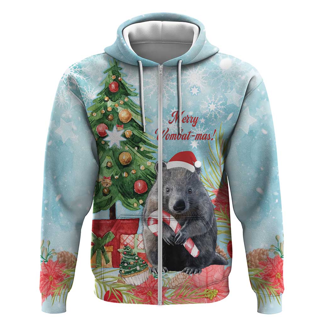 Australia Christmas Hoodie Merry Wombat-mas Watercolor Style - Vibe Hoodie Shop