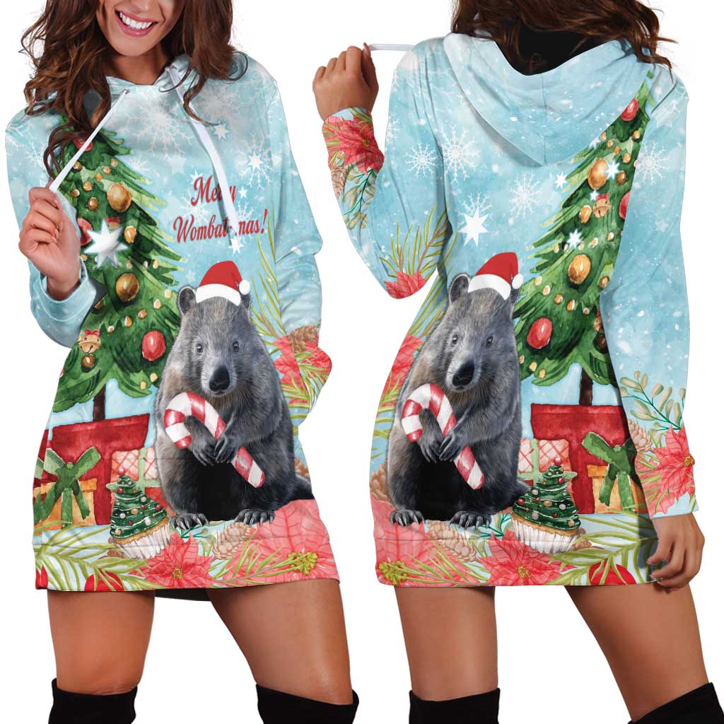 Australia Christmas Hoodie Dress Merry Wombat-mas Watercolor Style - Vibe Hoodie Shop