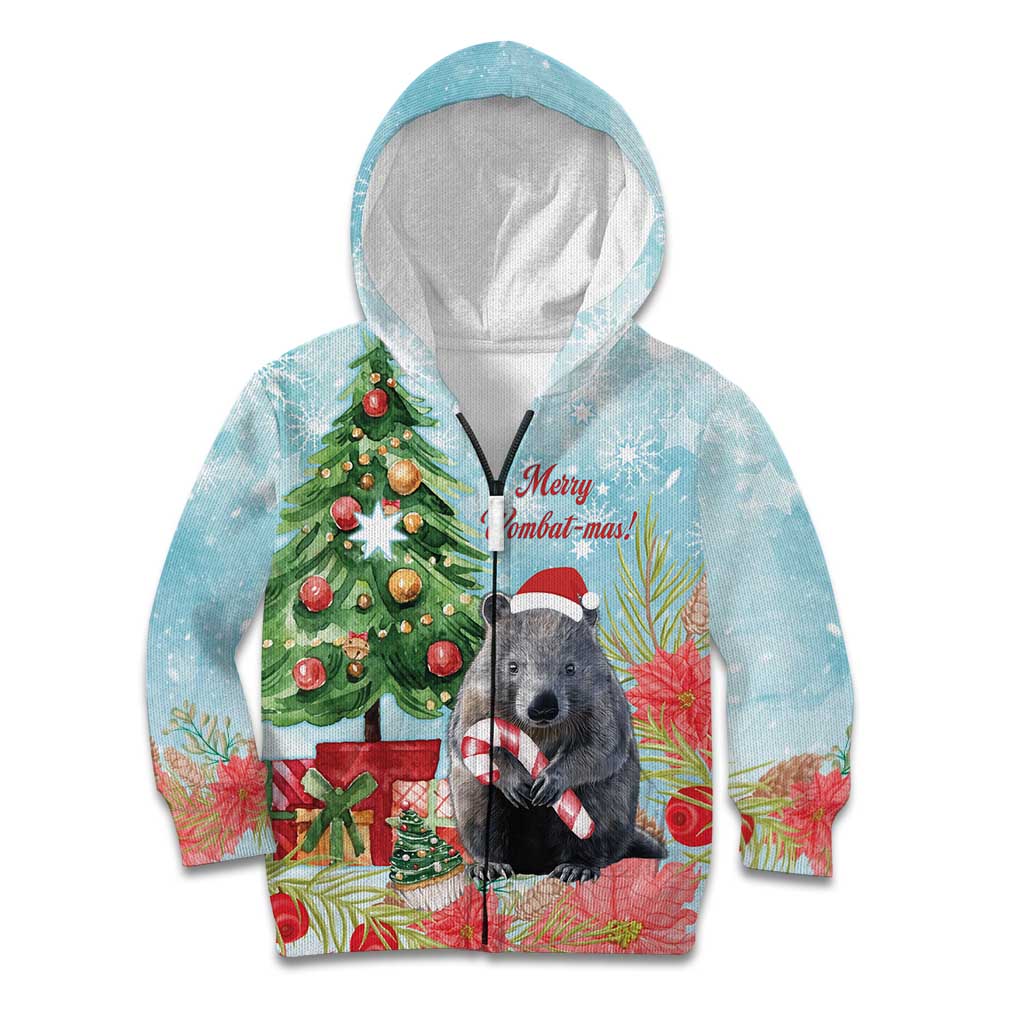 Australia Christmas Kid Hoodie Merry Wombat-mas Watercolor Style - Vibe Hoodie Shop