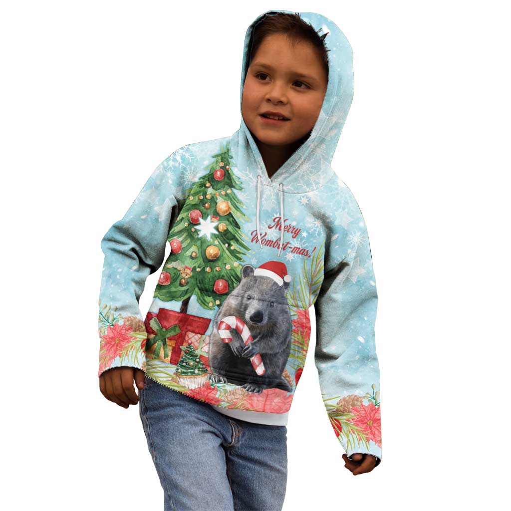 Australia Christmas Kid Hoodie Merry Wombat-mas Watercolor Style - Vibe Hoodie Shop