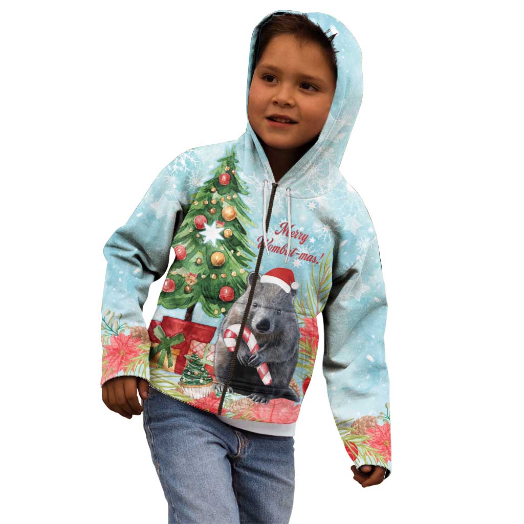 Australia Christmas Kid Hoodie Merry Wombat-mas Watercolor Style - Vibe Hoodie Shop