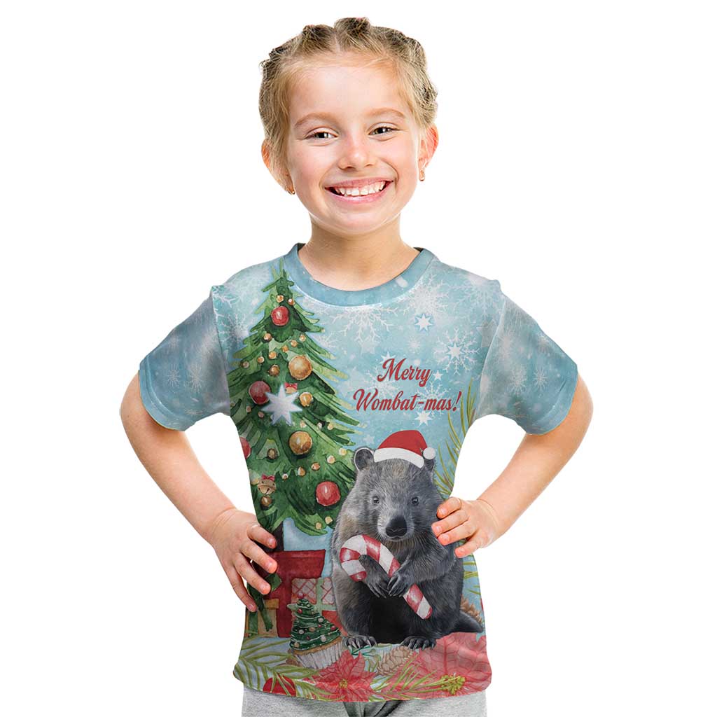 Australia Christmas Kid T Shirt Merry Wombat-mas Watercolor Style - Vibe Hoodie Shop