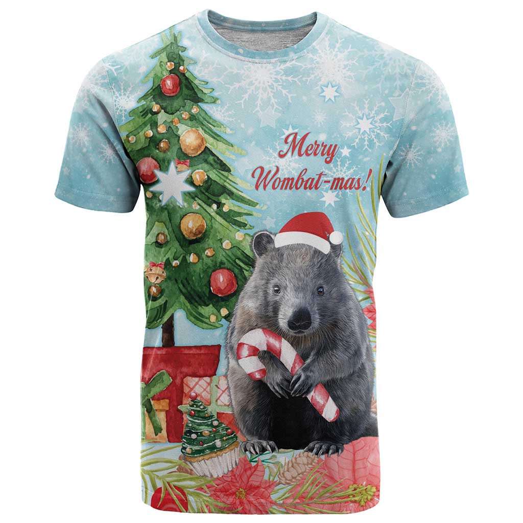 Australia Christmas T Shirt Merry Wombat-mas Watercolor Style - Vibe Hoodie Shop