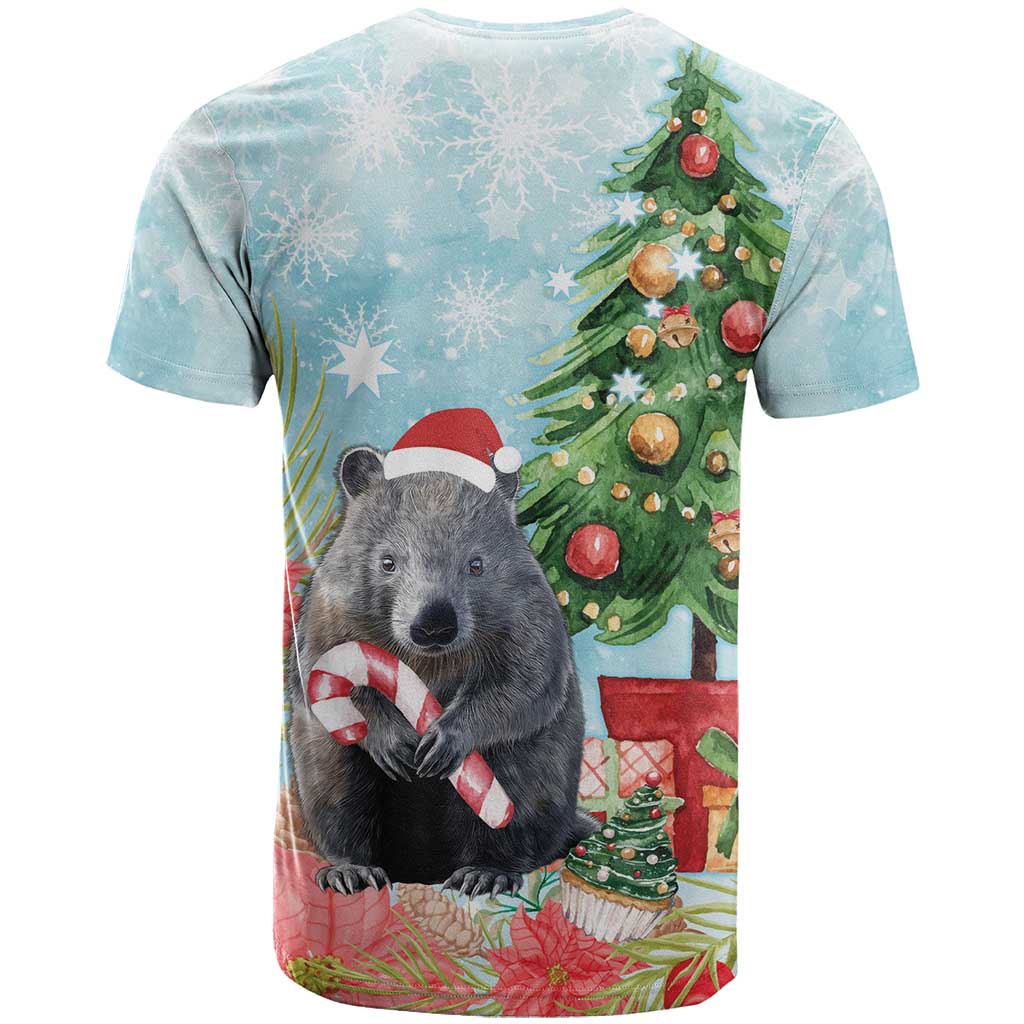 Australia Christmas T Shirt Merry Wombat-mas Watercolor Style - Vibe Hoodie Shop