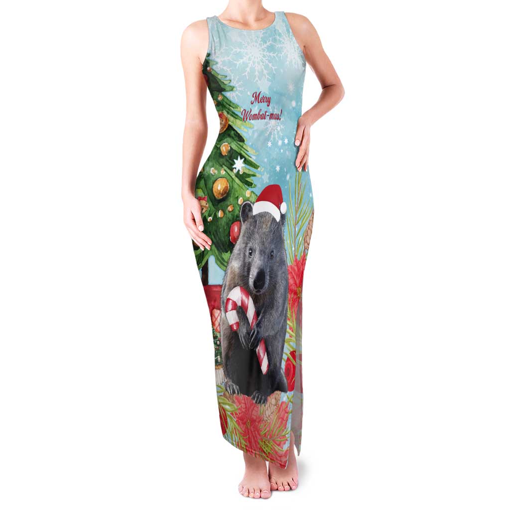 Australia Christmas Tank Maxi Dress Merry Wombat-mas Watercolor Style
