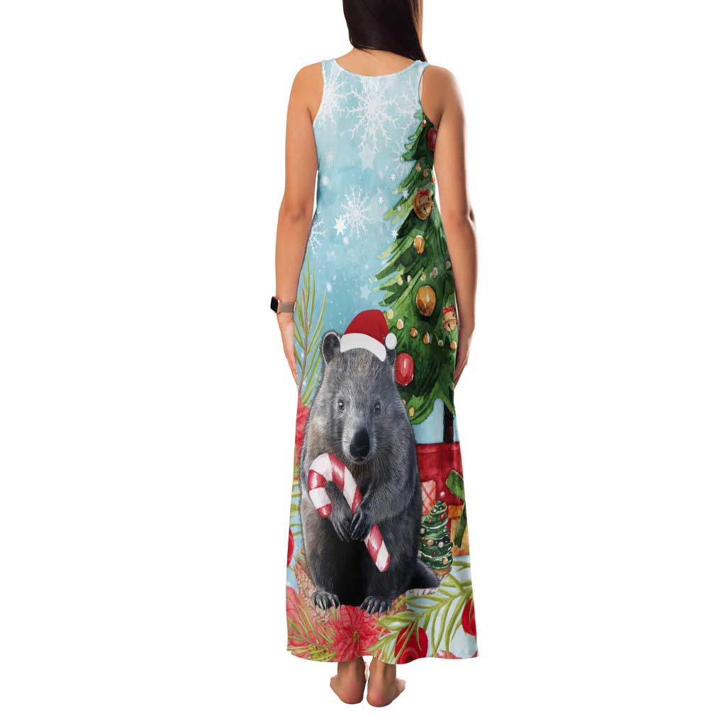 Australia Christmas Tank Maxi Dress Merry Wombat-mas Watercolor Style