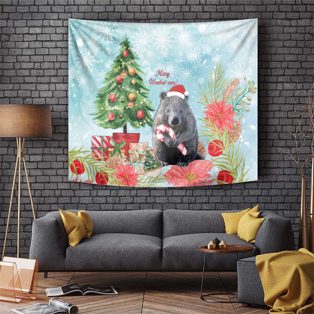 Australia Christmas Tapestry Merry Wombat-mas Watercolor Style - Vibe Hoodie Shop