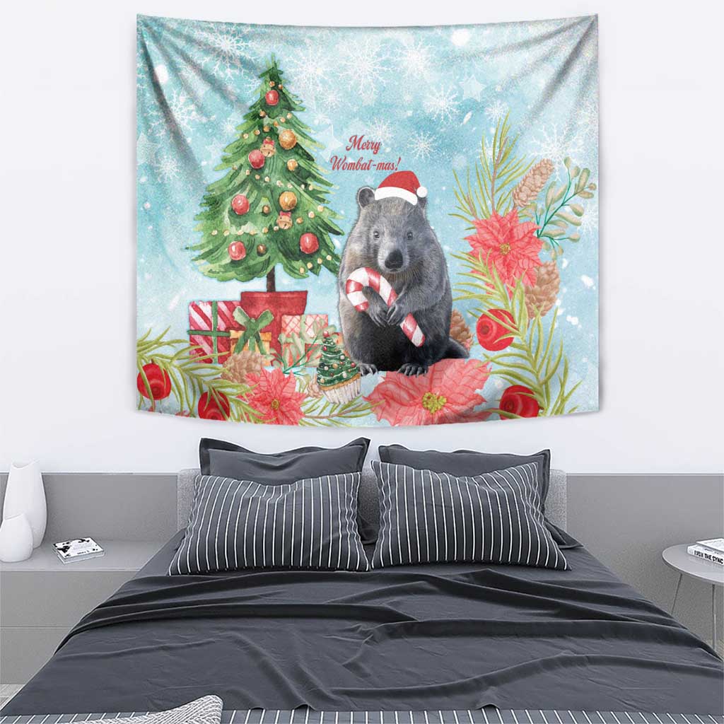 Australia Christmas Tapestry Merry Wombat-mas Watercolor Style - Vibe Hoodie Shop