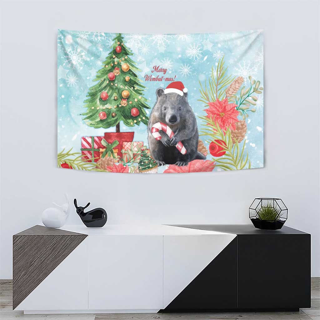 Australia Christmas Tapestry Merry Wombat-mas Watercolor Style - Vibe Hoodie Shop