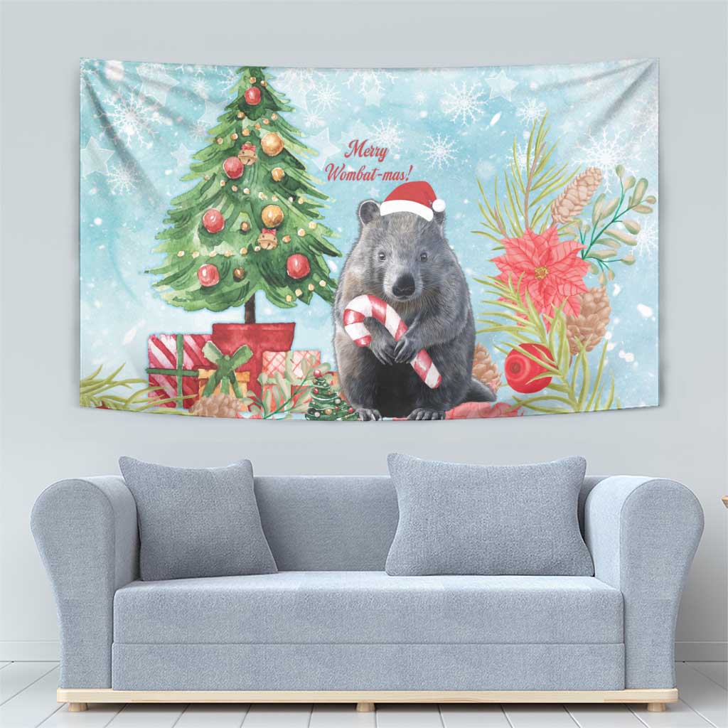 Australia Christmas Tapestry Merry Wombat-mas Watercolor Style - Vibe Hoodie Shop