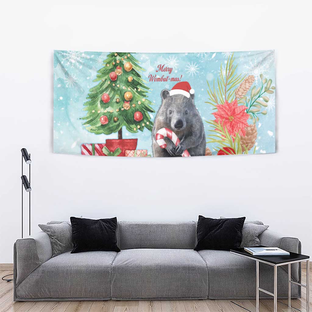 Australia Christmas Tapestry Merry Wombat-mas Watercolor Style - Vibe Hoodie Shop