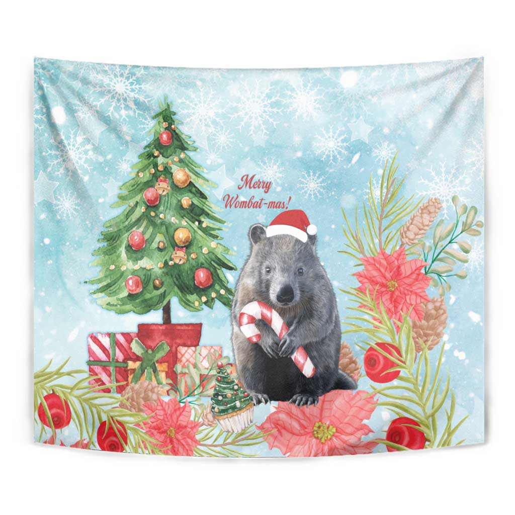 Australia Christmas Tapestry Merry Wombat-mas Watercolor Style - Vibe Hoodie Shop