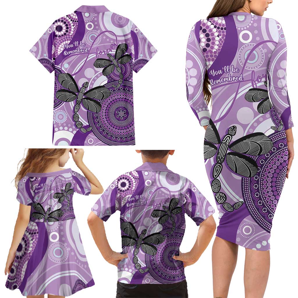 Memorial Australia Family Matching Long Sleeve Bodycon Dress and Hawaiian Shirt You Will Be Remembered Aboriginal Art