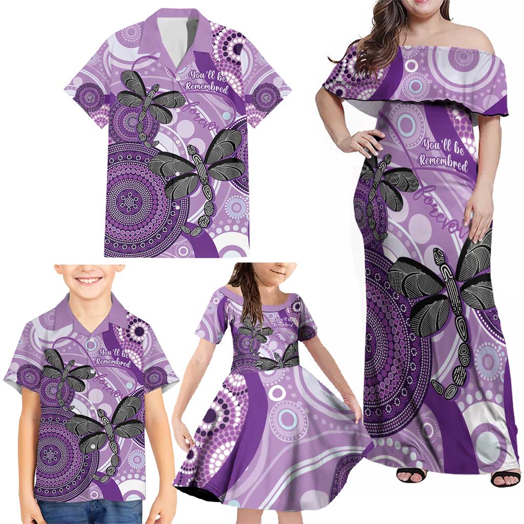 Memorial Australia Family Matching Off Shoulder Maxi Dress and Hawaiian Shirt You Will Be Remembered Aboriginal Art