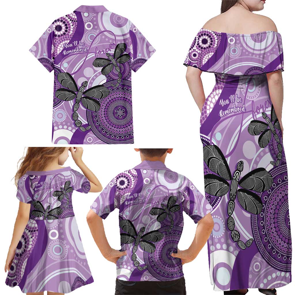 Memorial Australia Family Matching Off Shoulder Maxi Dress and Hawaiian Shirt You Will Be Remembered Aboriginal Art