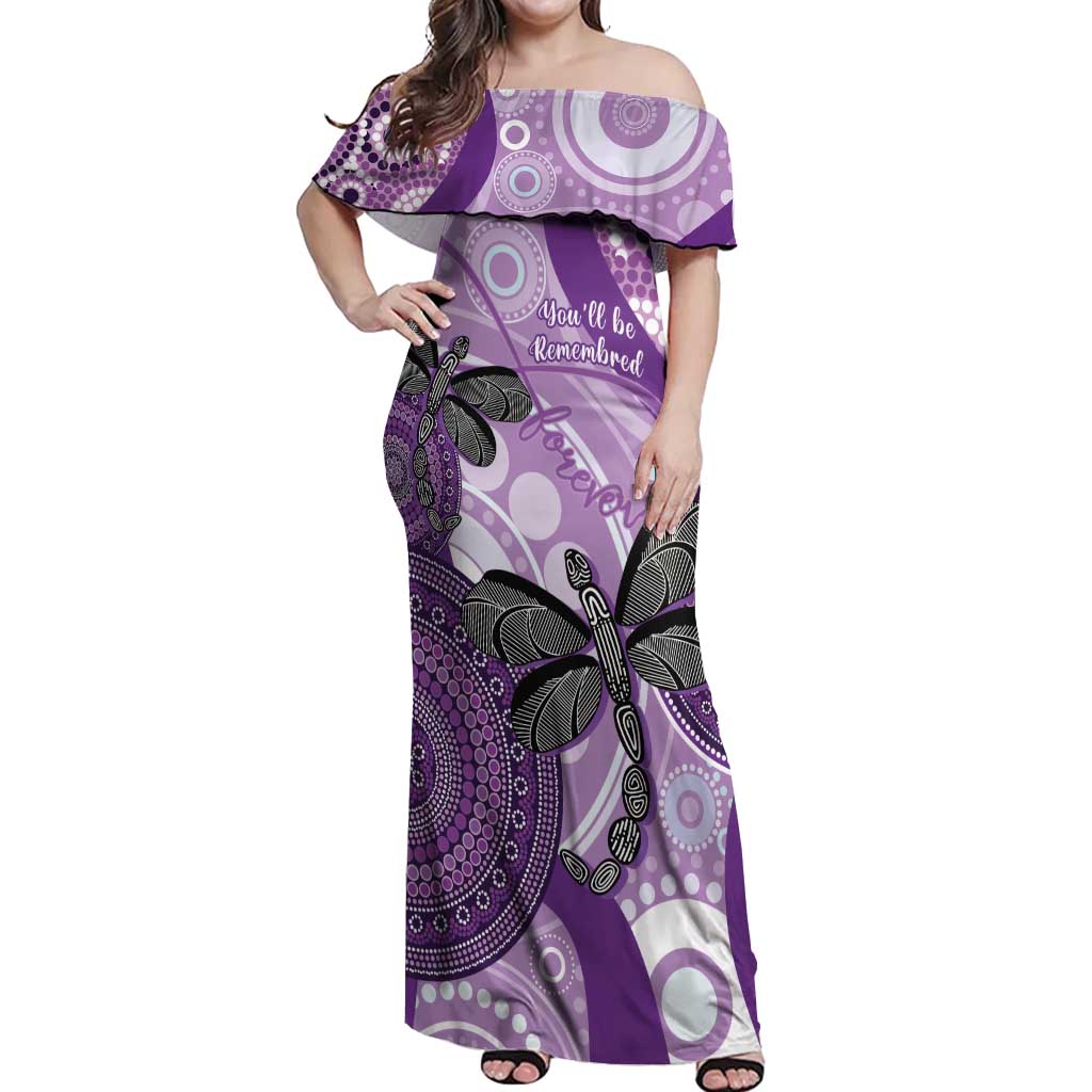 Memorial Australia Off Shoulder Maxi Dress You Will Be Remembered Aboriginal Art